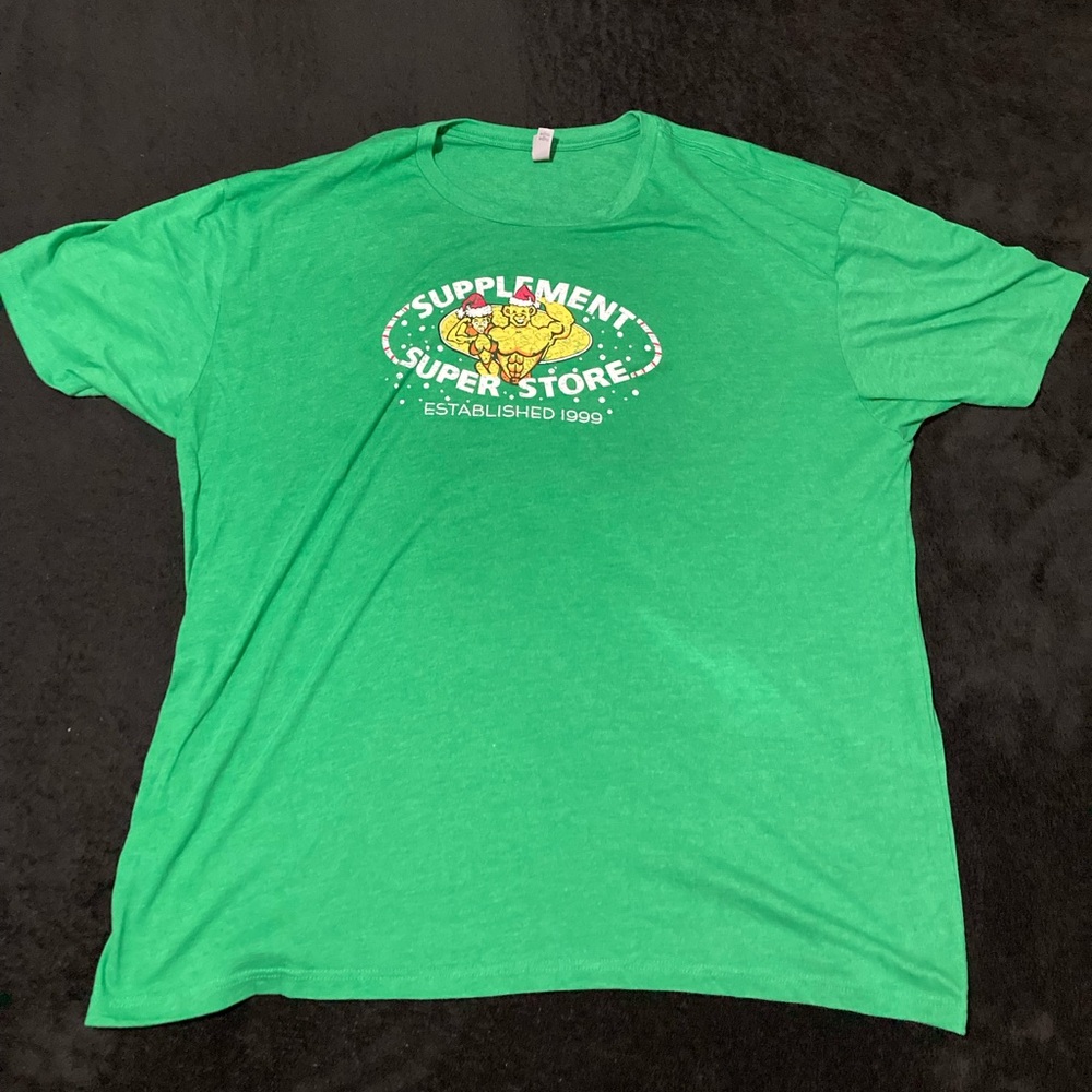 Supplement Superstore Christmas Themed Green T-shirt. Size 3XL
